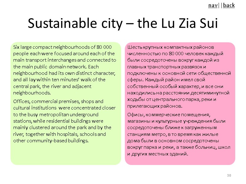Sustainable city – the Lu Zia Sui Six large compact neighbourhoods of 80 000